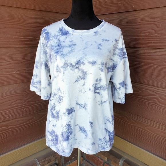 Women's White and Gray Tie-Dye Casual Oversized T-Shirt Size Medium - Picture 1 of 11